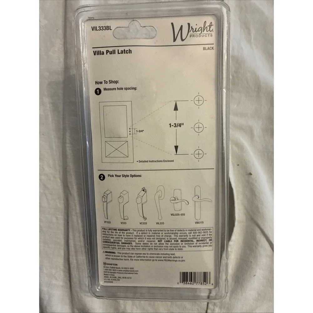 Wright Products VIL333BL Screen & Storm Door Latch Pull Handle Lever Black.